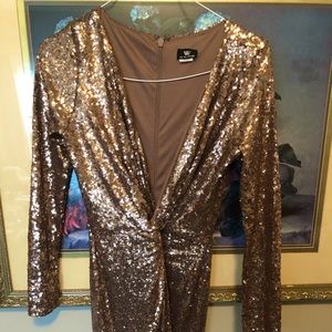 VA VA Voom Gold Sequenced Dress